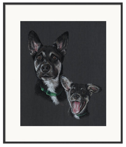 6" x 8" Colored Pencil Pet Portraits - Two Subjects